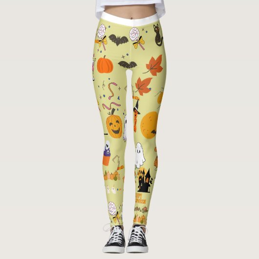 Whimsischer Halloween Spaß Leggings (Vorderseite)