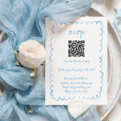 Whimsischer Hand Illustriert Light Blue QR Code RSVP Karte