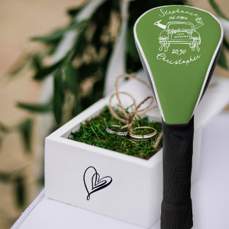 Whimsischer handgezeichneter Hochzeitswagen Frisch Golf Headcover