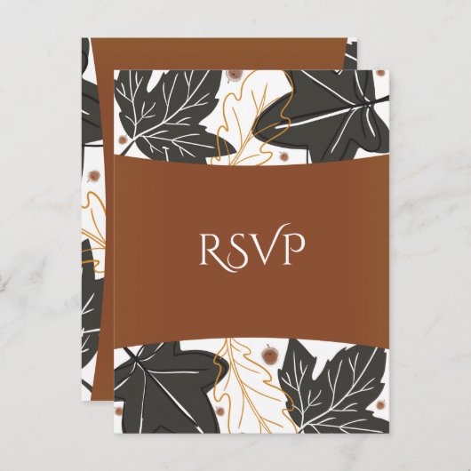 Whimsischer Herbst-Herbstlaub und Acorns-Hochzeits Einladungspostkarte (Vorne/Hinten)