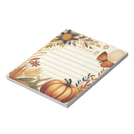 Whimsischer Herbstfall Pumpkin Personalisiert Notizblock