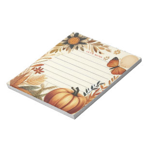 Whimsischer Herbstfall Pumpkin Personalisiert Notizblock
