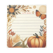 Whimsischer Herbstfall Pumpkin Personalisiert Notizblock (Vorderseite)