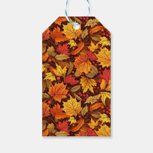 Whimsischer Herbstlaub Geschenkanhänger (Rückseite)