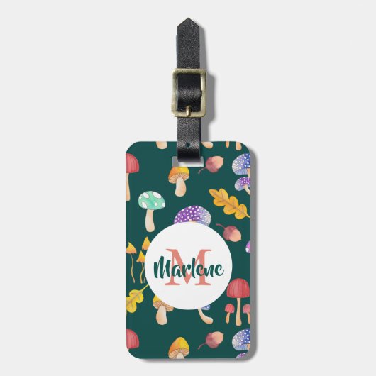 Whimsischer Herbstpilz | PERSONALISIERT Gepäckanhänger (Vorderseite vertikal)