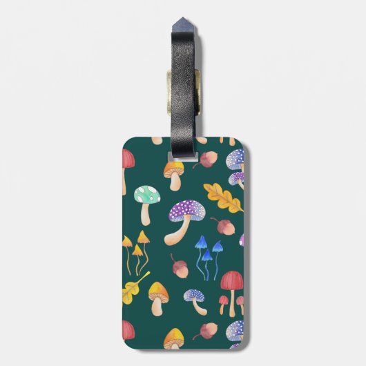 Whimsischer Herbstpilz | PERSONALISIERT Gepäckanhänger (Rückseite vertikal)