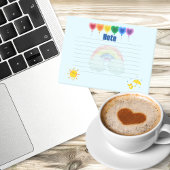 Whimsischer Herzballon und Regenbogennotizen Post-it Klebezettel