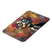 Whimsischer Humanoid mit großen Augen und Blumenha Magnet (Linke Seite)