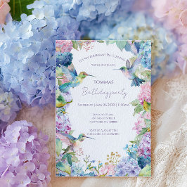 Whimsischer Hummingbirds mit Hydrangeas Geburtstag Einladung