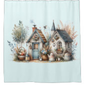 Whimsischer Hütte Garden Duschvorhang (Vorderseite)