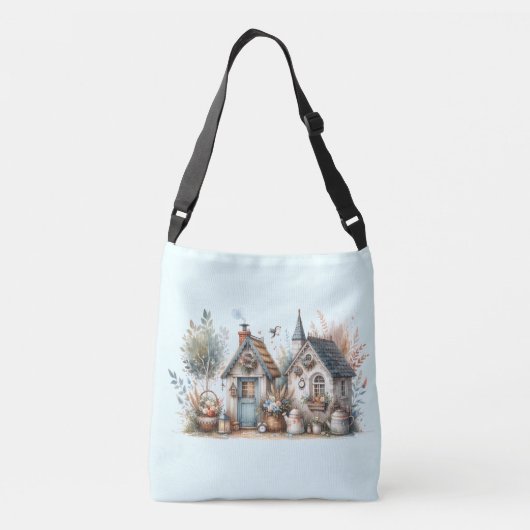 Whimsischer Hütte Garden Tragetaschen Mit Langen Trägern (Rückseite)