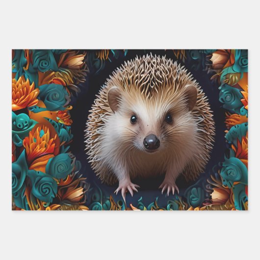 Whimsischer Igel Geschenkpapier Set (Vorderseite)