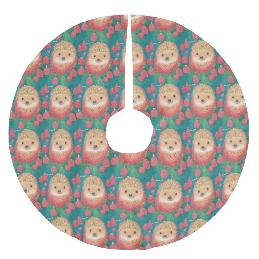 Whimsischer Igel Haven Polyester Weihnachtsbaumdecke (Vorderseite)