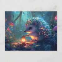 Whimsischer Igel und Laterne im verzauberten Wald