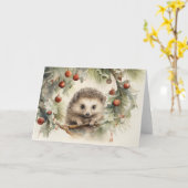 Whimsischer Igel Weihnachtskarte Karte (Gelbe Blume)