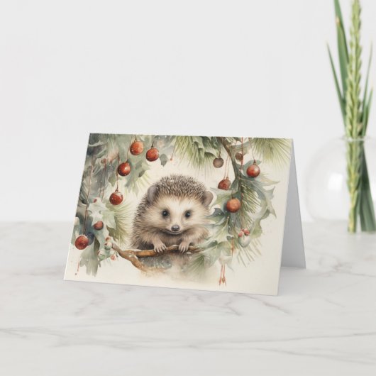 Whimsischer Igel Weihnachtskarte Karte (Vorderseite)