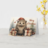 Whimsischer Igel Weihnachtskarte Karte (Gelbe Blume)