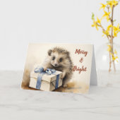 Whimsischer Igel Weihnachtskarte Karte (Gelbe Blume)