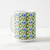 Whimsischer Jugendstil Floral Wasserfarben Muster Kaffeetasse (Vorderseite Links)
