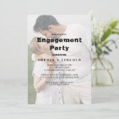 Whimsischer Kalligraphie-Faded-Foto-Engagement Par Einladung (Stehend Vorderseite)