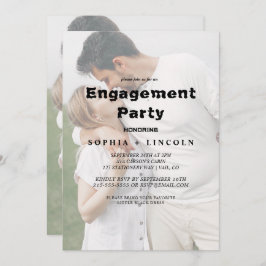 Whimsischer Kalligraphie-Faded-Foto-Engagement Par Einladung