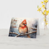 Whimsischer Kardinal Weihnachtskarte Karte (Gelbe Blume)