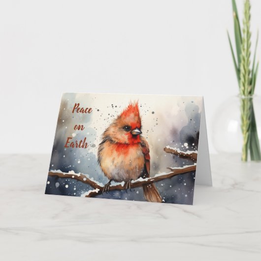 Whimsischer Kardinal Weihnachtskarte Karte (Vorderseite)