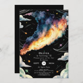 Whimsischer kosmischer Raum Geburtstag Einladung (Vorne/Hinten)