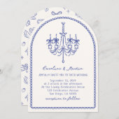 Whimsischer Kronleuchter, von der Hand in Arkaden Einladung (Vorne/Hinten)