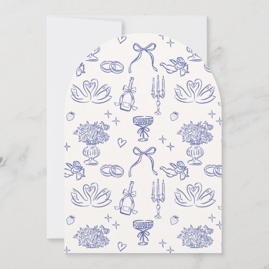 Whimsischer Kronleuchter, von der Hand in Arkaden Einladung (Rückseite)