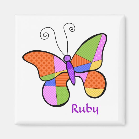 Whimsischer Kubismus Butterfly Magnet (Vorne)
