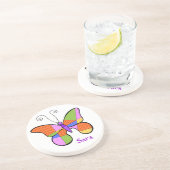Whimsischer Kubismus Butterfly-Untersetzer Sandstein Untersetzer (Seite)