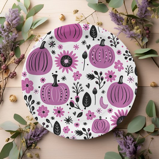 Whimsischer Kürbis Erntedank Abendessen Pappteller