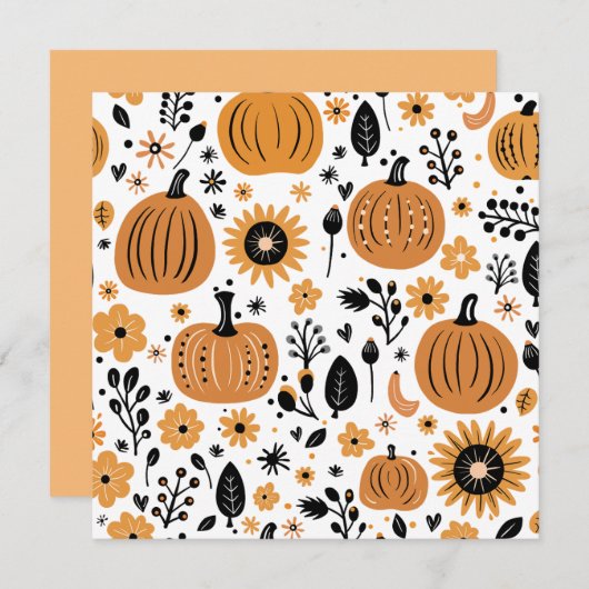 Whimsischer Kürbis und Fall Blume personalisiert Dankeskarte (Vorne/Hinten)