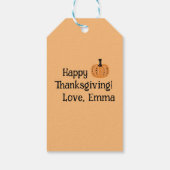 Whimsischer Kürbis und Fall Blume personalisiert Geschenkanhänger (Rückseite)