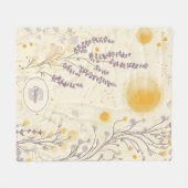 Whimsischer Lavendel und gelbes Blumenmuster Fleecedecke (Vorderseite (Horizontal))