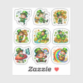 Whimsischer Leprechaun Lucky Shamrock Set Aufkleber (Blatt)