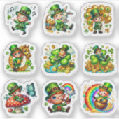 Whimsischer Leprechaun Lucky Shamrock Set Aufkleber (Vorderseite)