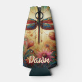 Whimsischer Libellenfliege Abstrakt Personalisiert Flaschenkühler (Rückseite)