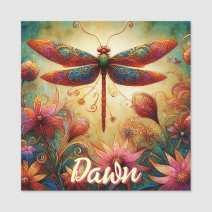 Whimsischer Libellenfliege Abstrakt Personalisiert Namensschild