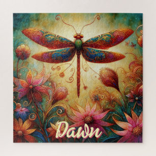 Whimsischer Libellenfliege Abstrakt Personalisiert Puzzle