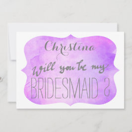 Whimsischer Lila rosa Wasserfarben Bridesmaid Einladung