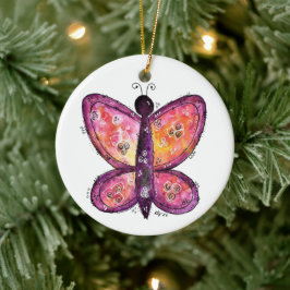 Whimsischer Lila Schmetterling Keramik Ornament