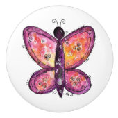 Whimsischer Lila Schmetterling Keramikknauf (Vorderseite)