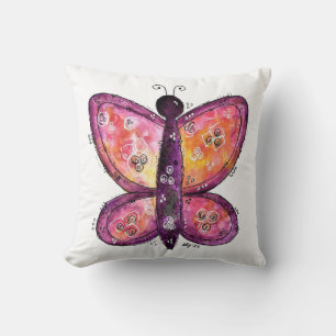 Whimsischer Lila Schmetterling Kissen