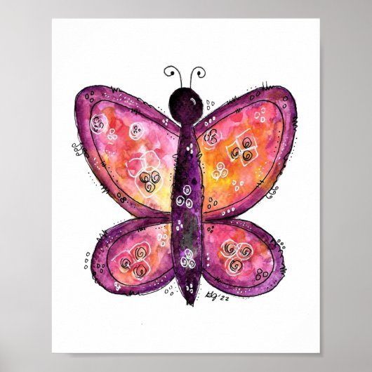 Whimsischer Lila Schmetterling Poster (Vorne)