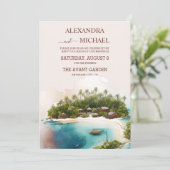 Whimsischer Malediven-Hochzeit in Urlaubsort Einladung (Stehend Vorderseite)