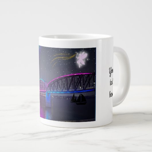 Whimsischer Märchenkaffee Tasse mit Regenbogen (Vorderseite Rechts)