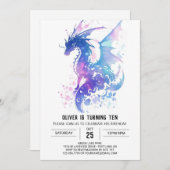 Whimsischer mittelalterlicher Drache Geburtstag Einladung (Vorne/Hinten)