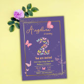 Whimsischer moderner Schmetterling lila 2. Geburts Einladung